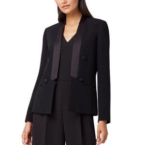 Tahari Asl Petite Satin-Lapel Double-Breasted Tuxe Blazer